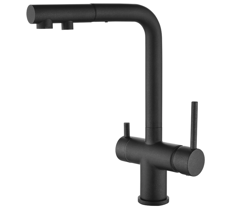 Helika 3 in 1 Faucet Akvaduo Plus 2683-601 Black Metallic