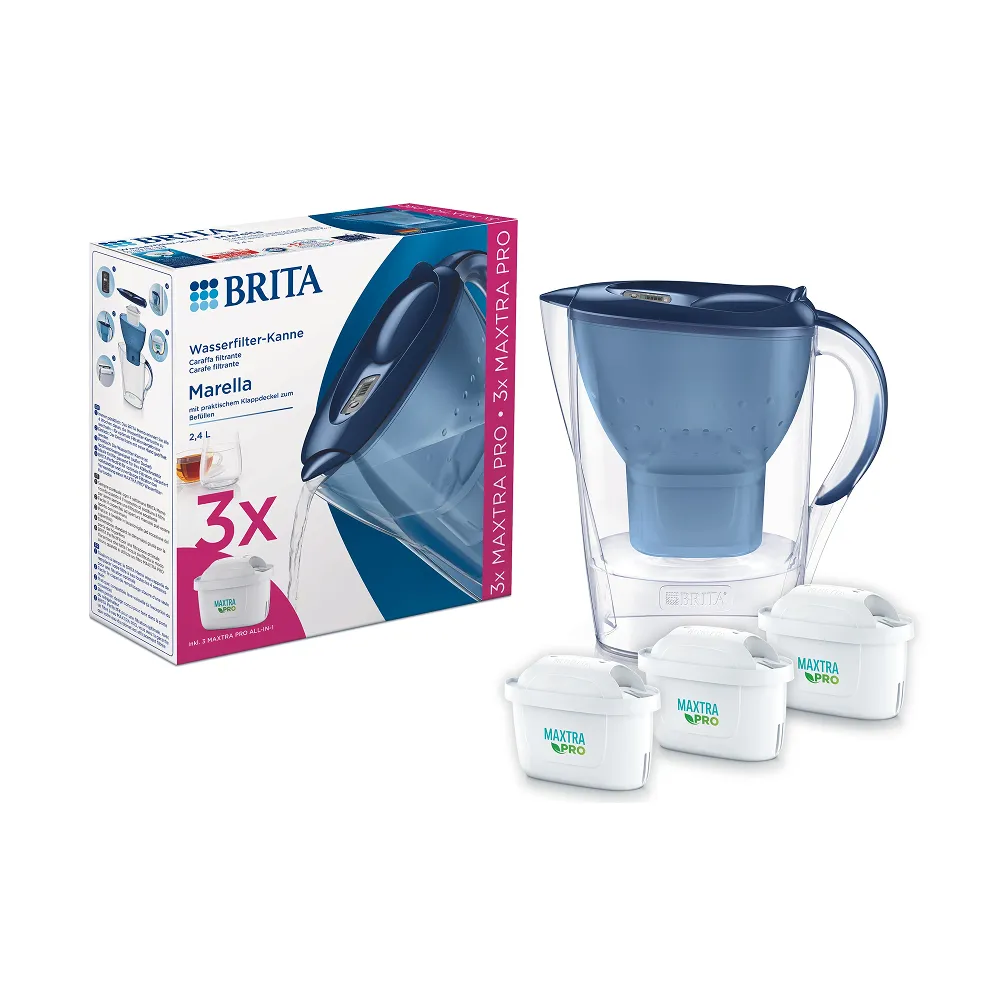 Brita Filtration Jug Marella 2.4L Blue with 3 Maxtra Pro Cartridges
