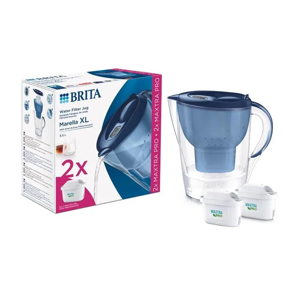 Brita Filtration Jug Marella XL 3.5L Blue + 2 Maxtra Pro Cartridges